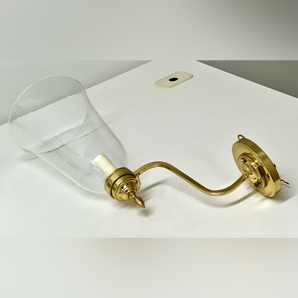 Vintage Williamsburg Reproductions Brass Arm Wall Sconce with Diffuser Globe